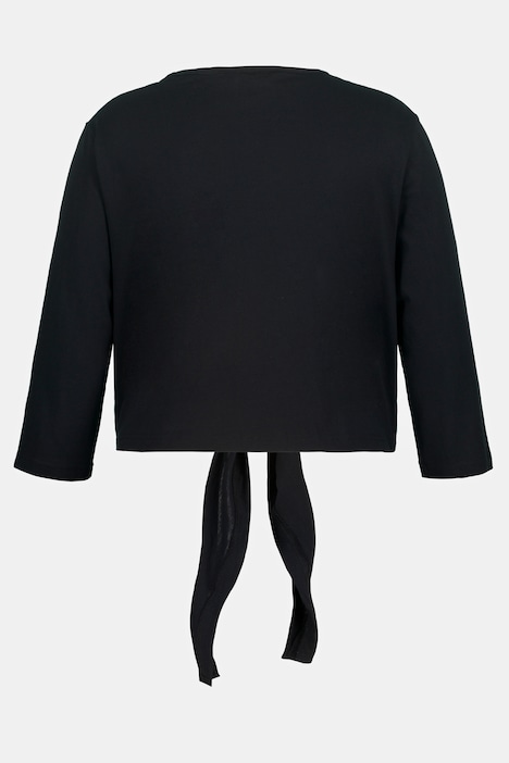 Bolero, kurze Jacke, Jersey, 3/4-Arm, Saumknoten