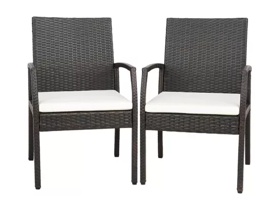 Fauteuil de Jardin Éxterieur Lot de 2 avec Coussins, Chaise Jardin Exterieur en Rotin et fibre naturelle PE, Hauteur d'Assise 40 cm, pour Jardin, Terrasse, Patio