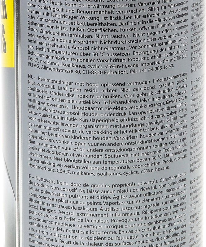 Motip - Remmenreiniger - Spray - 500 ml - Verwijdert Olie en Vettige Aanslag
