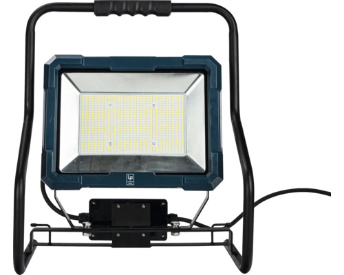 LUMAK PRO LED werklamp, 4-staps dimbaar met standaard, IP54, 200 W, 33000 lm, 6500 K, 5,0 m stroomkabel 3G1,5 mm² H07RN-F met stekker + 2x USB-uitgang + 1x geaard stopcontact