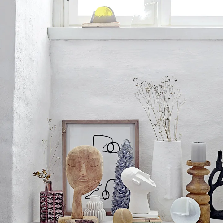 Bloomingville - Kopf Skulptur abstrakt H 22 cm, Beton weiss