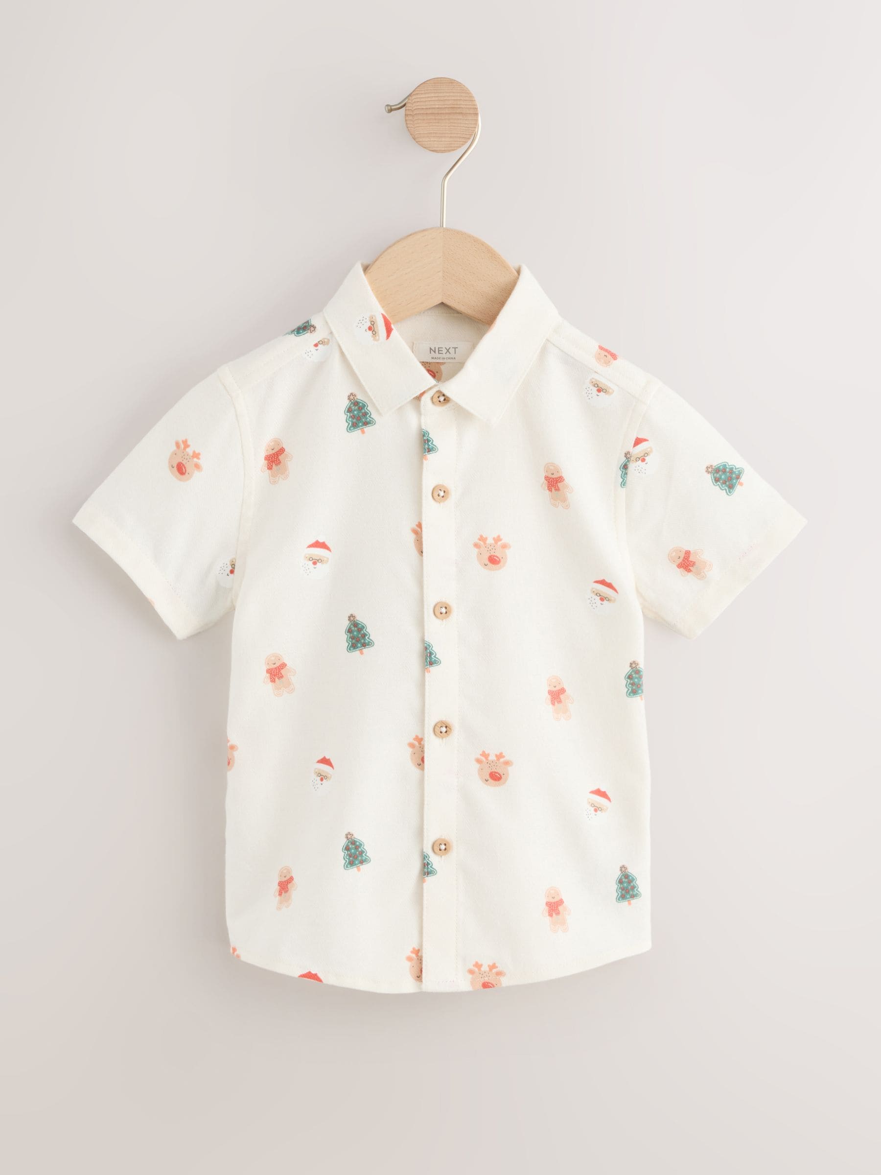 Ecru - Short Sleeve Christmas Character Shirt (3mths-10yrs)