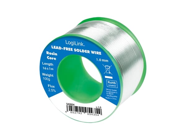 LogiLink SA0004, Loddetråd, Universell, 190 °C, Sølv, Kopper, Boks, 45 mm