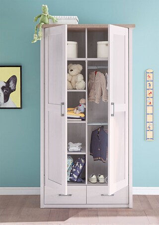 Kleiderschrank Luca Pinie-Optik Weiß/Trüffel 106 x 201 x 55 cm