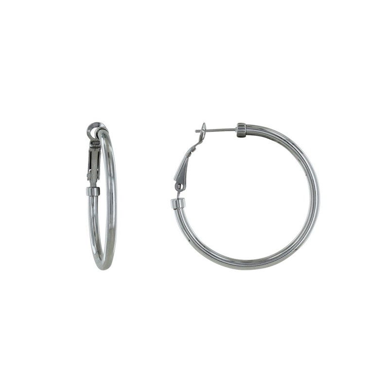 Boucles d'Oreilles Acier Créoles Rondes 3cm