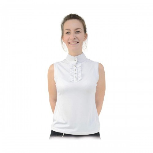 Camisa de montaria feminina sem mangas Katherine, branca