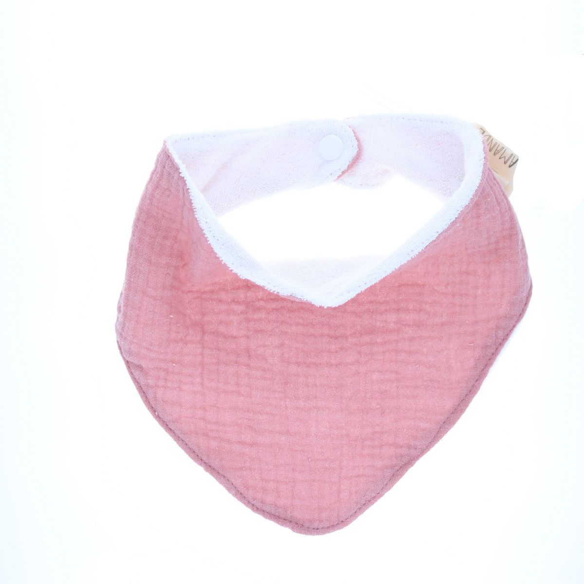 Bavoir bandana gaze de coton rose pâle Amande