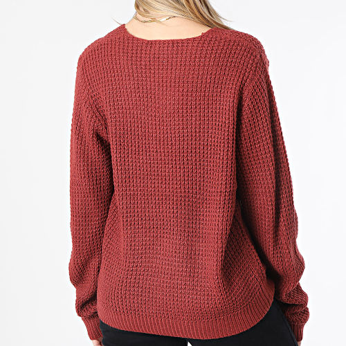 Pull Col V Femme Ellen Rouge Brique