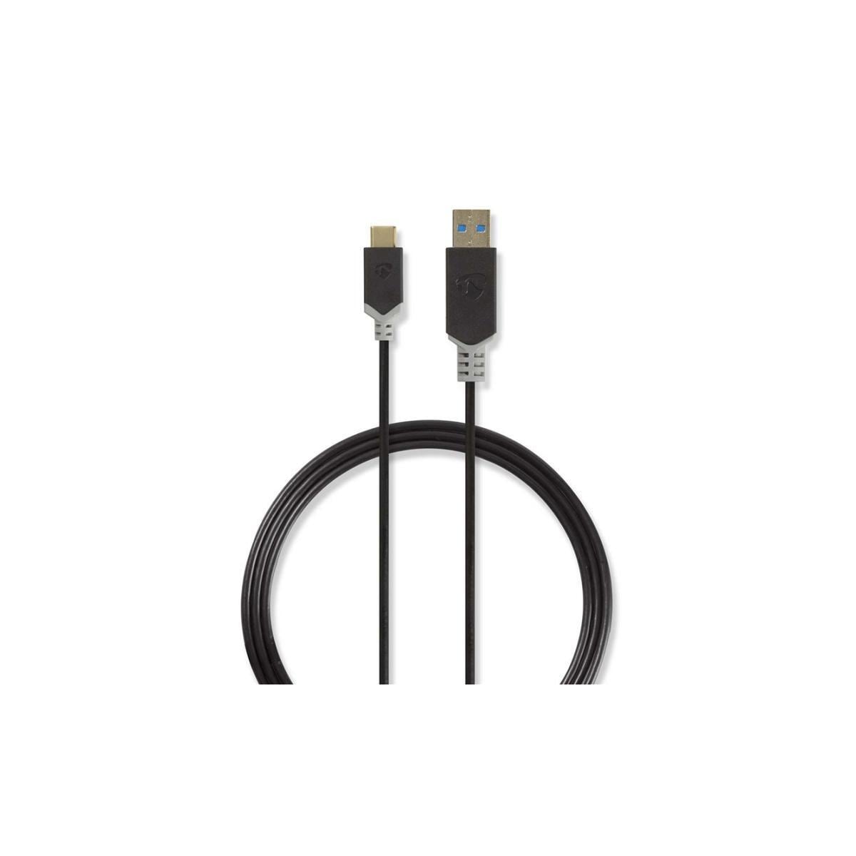 USB 3.1-kabel | Type-C, hann - A, hann | 1,0 m | Antrasitt