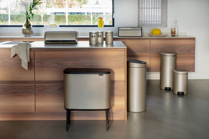 Bo Touch Bin, met 3 binnenemmers, 3 x 11 liter - Metallic Gold