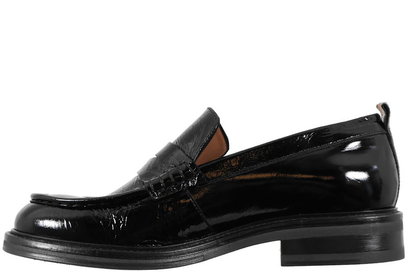 BILLI BI - CRUST SHINY LOAFERS I SORT GLAT SKIND MED LAK LOOK