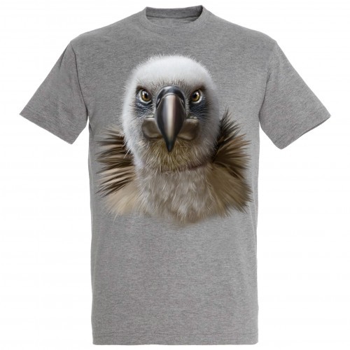 Camiseta com estampa de cabeça de abutre-cinzento