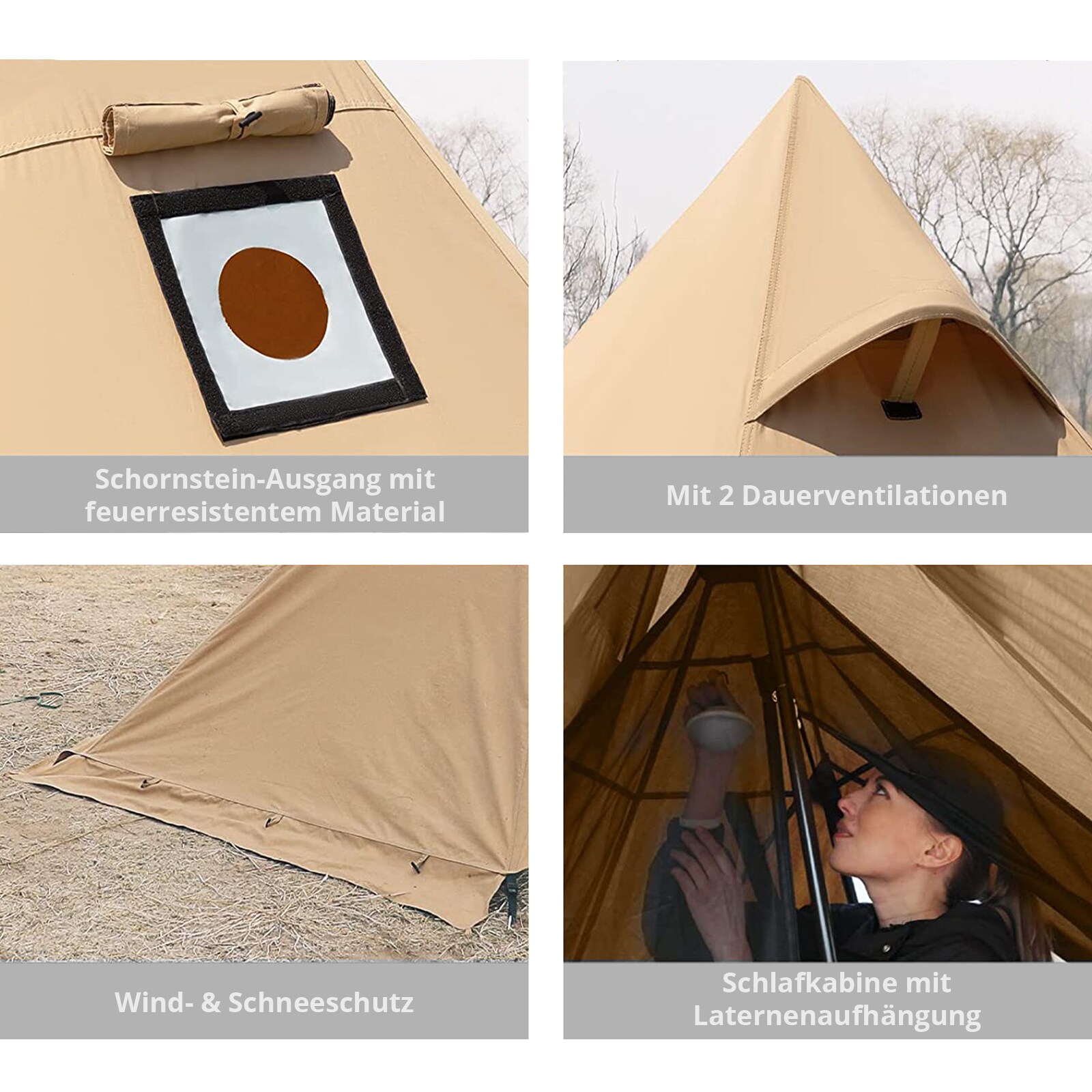 KINGCAMP Tipi Torino 2 Personen Trekking Tepee Haus Zelt Tippi Camping Baumwolle