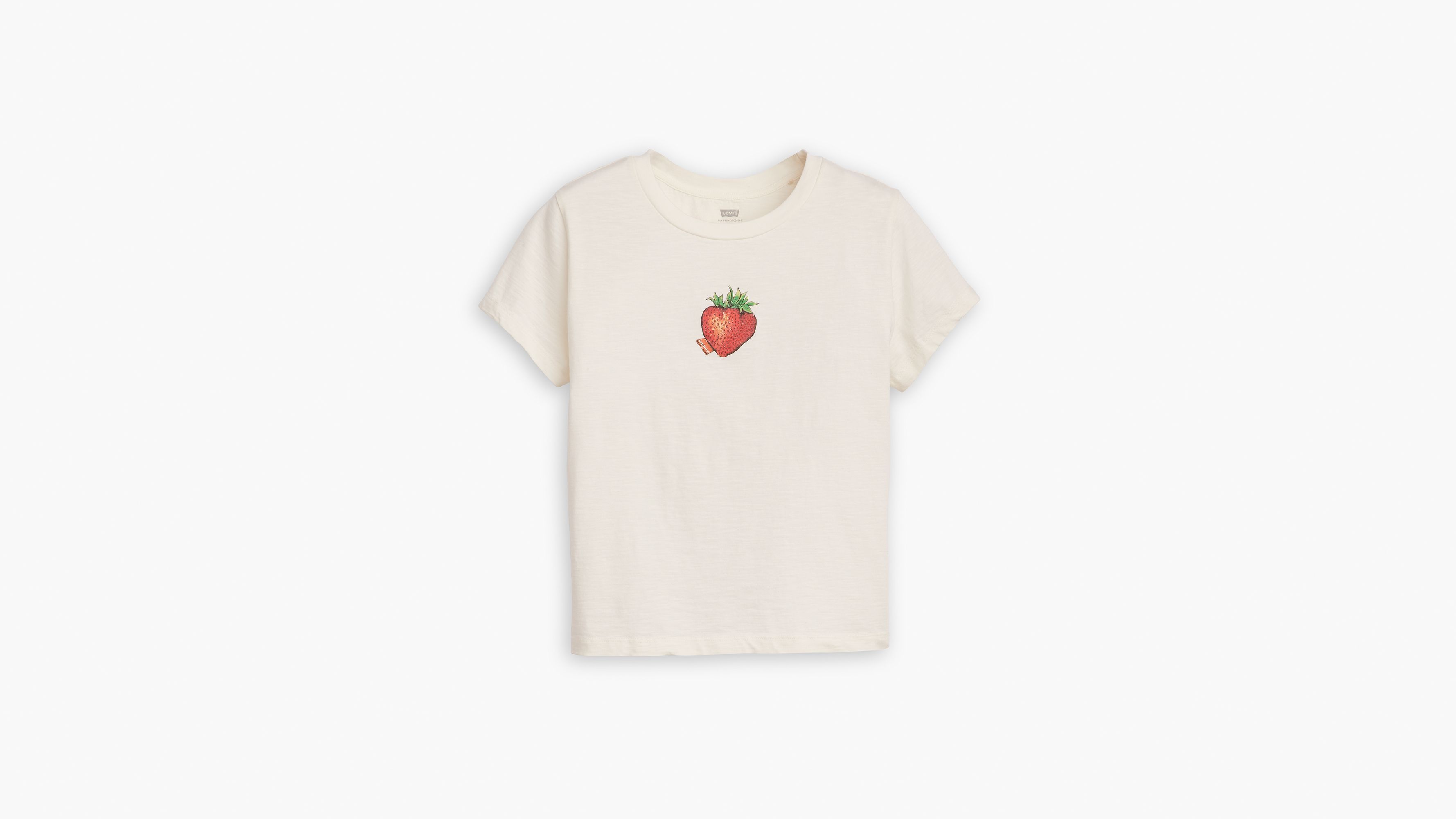 T-shirt graphique Boxy - Strawberry Tab Egret - Blanc
