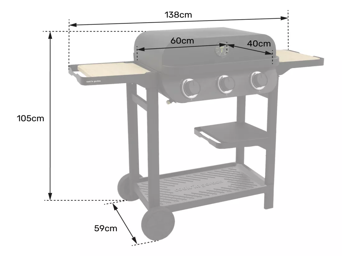 Barbecue gaz FLAVO 60 SC sur chariot - COOK'IN GARDEN