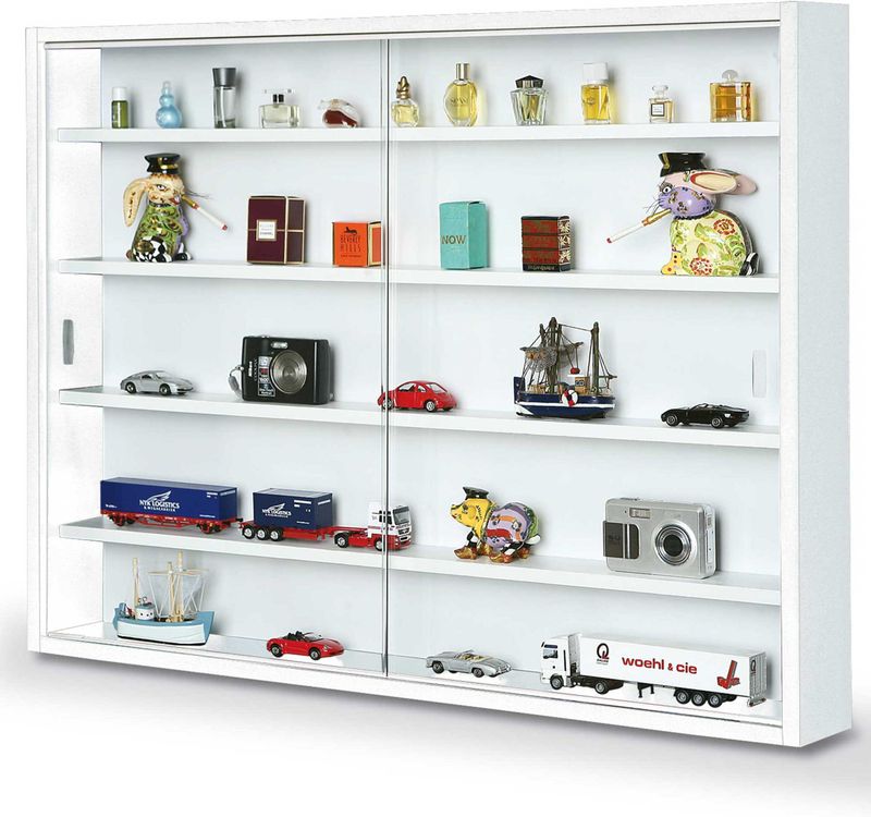 Inter Link - Verzameldisplaykast - Hangende Vitrinekast - Glazen Deuren - Wit
