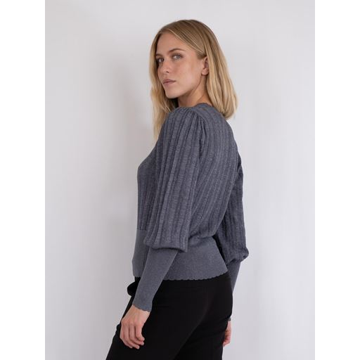 Neo Noir Dary Glitter Strikbluse, Steel Grey, 42