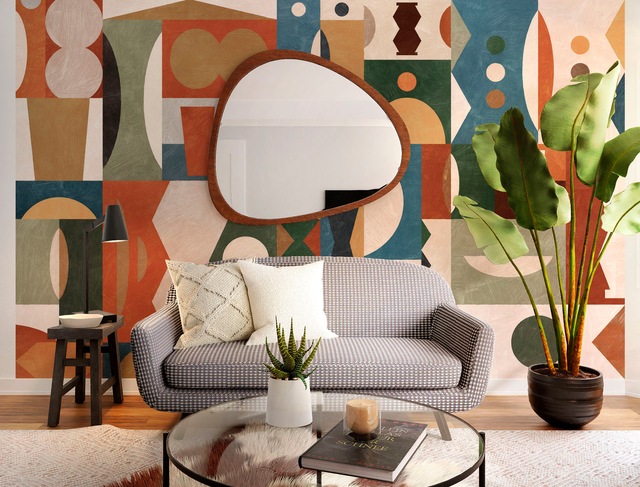 Komar Fototapete »Digitaldruck Vlies -  Tribal Tiles - Grösse 400 x 250 cm« bedruckt glatt Wohnzimmer, Schlafzimmer