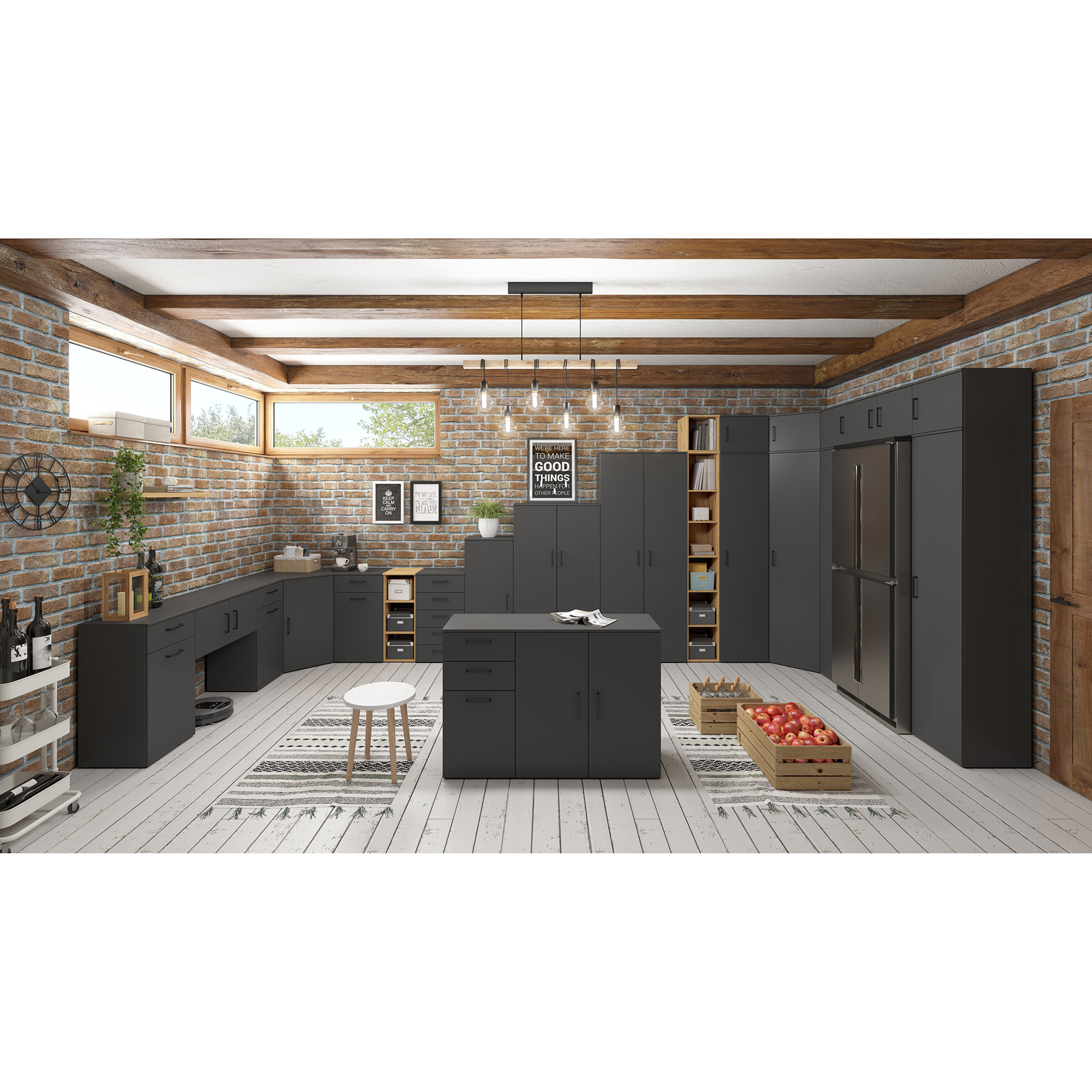 Eck-Aufsatzschrank/Standelement - anthrazit - 72x72 cm