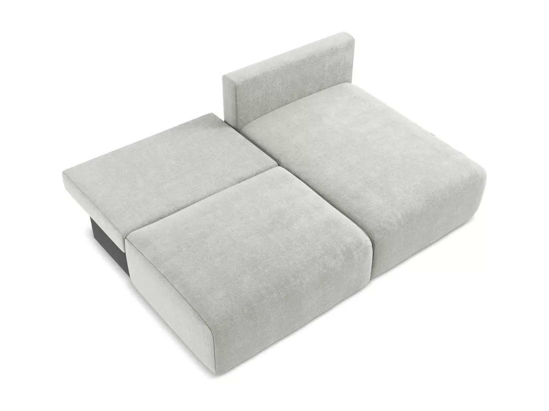 Canapé d’angle 3 places droit sans accoudoir convertible en Chenille - gris clair - KONA