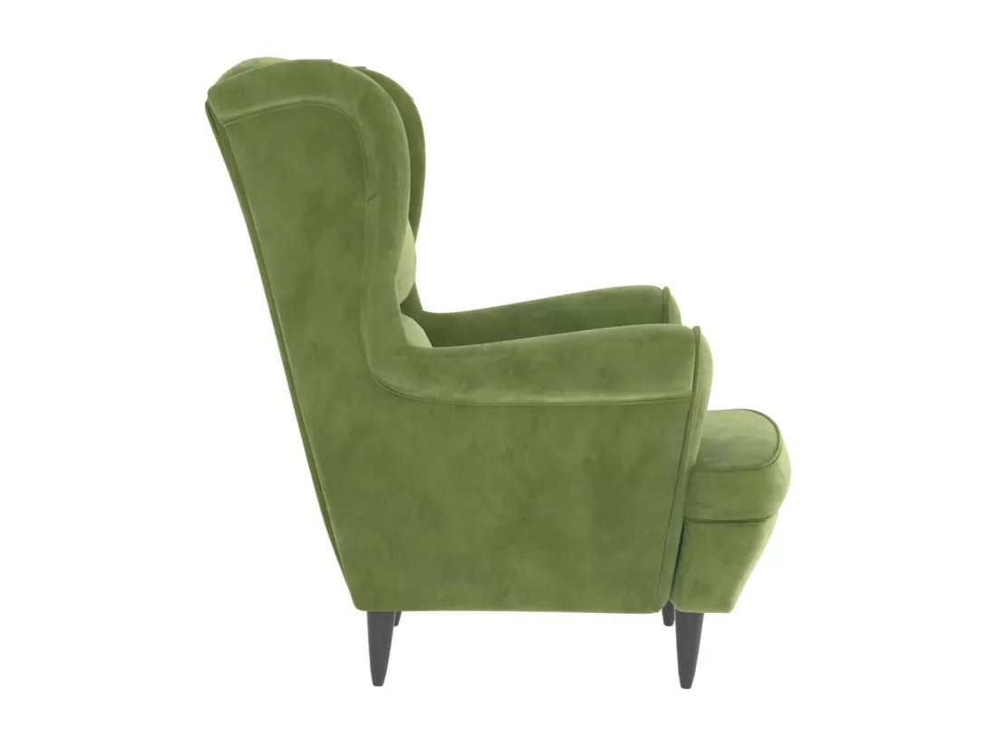 Fauteuil à oreilles avec tabouret vert clair velours