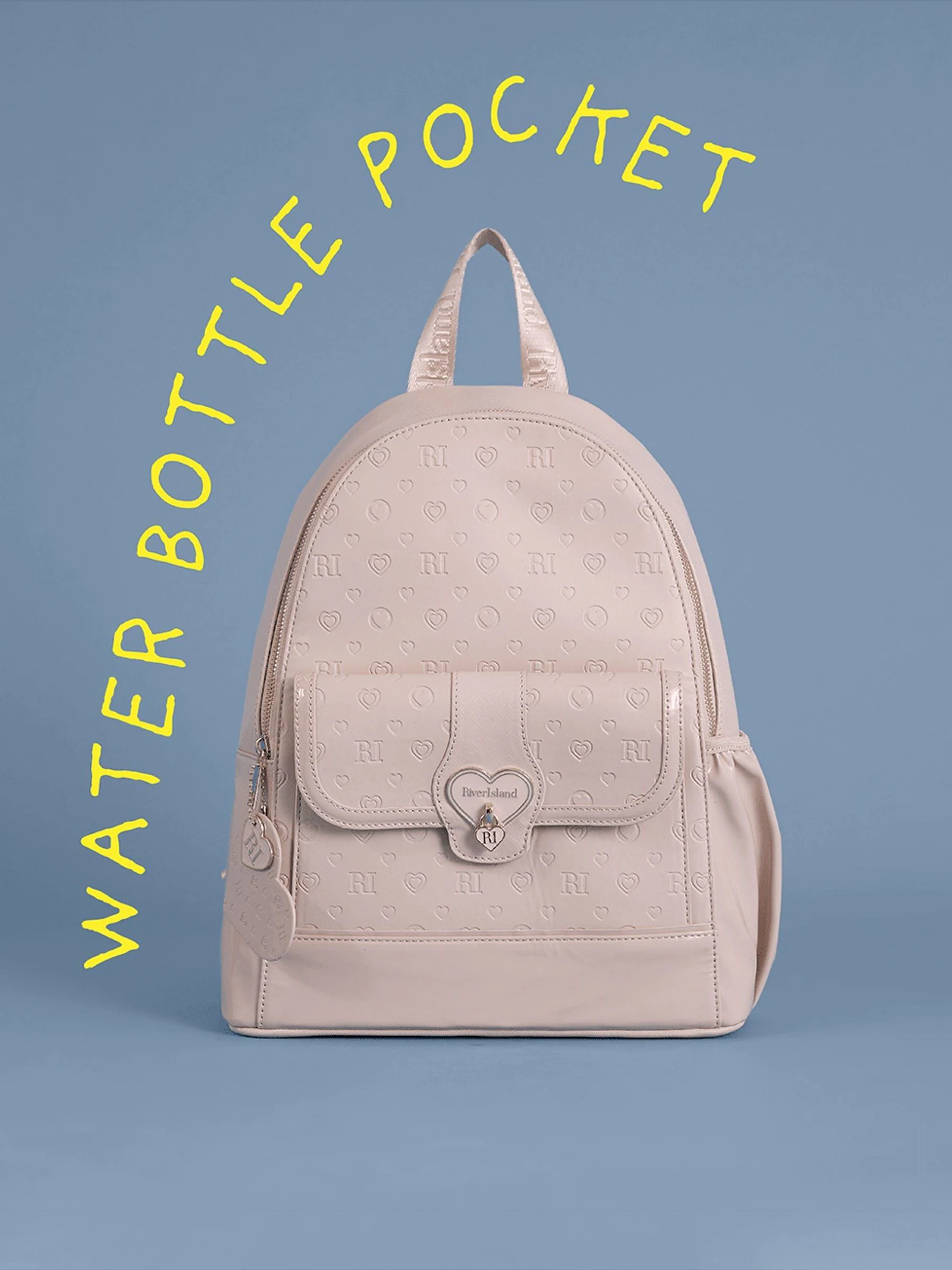 Roze - River Island Heart Lock Pocket Backpack