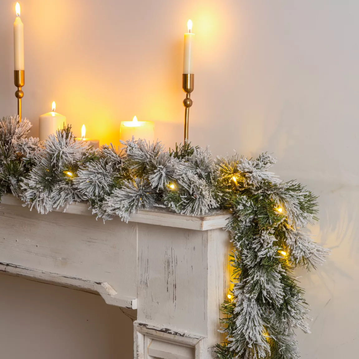 Guirlande de sapin lumineuse (180 cm - D25) Edmonton Vert enneigé et blanc chaud