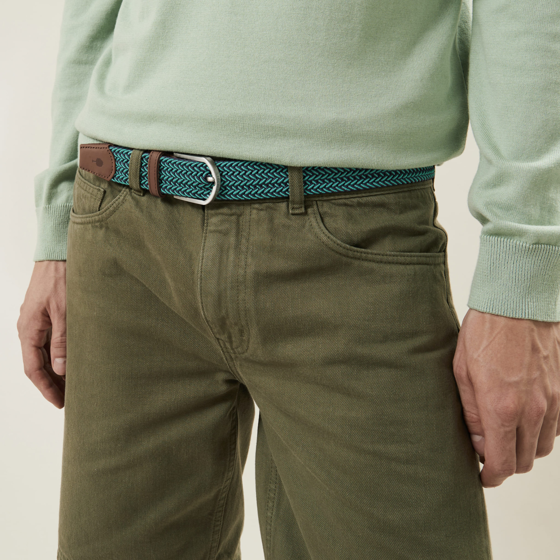 Ceinture bleu marine & vert menthe polyester recyclé et élasthanne - modèle belt