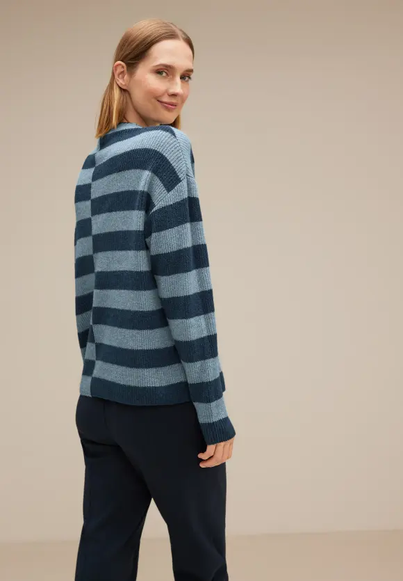 Pullover mit Streifenmuster - milky jade melange