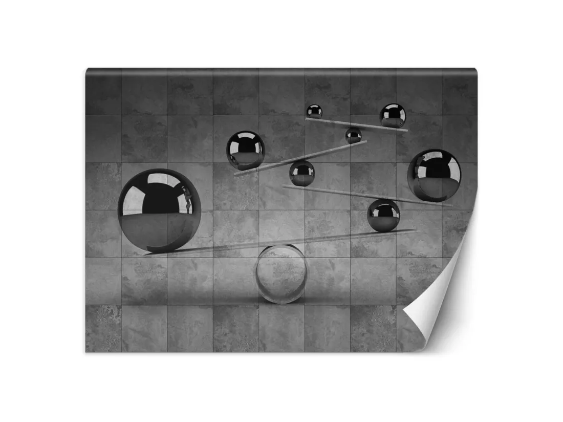 Papier peint sphères grises 3d - 350 x 245 cm