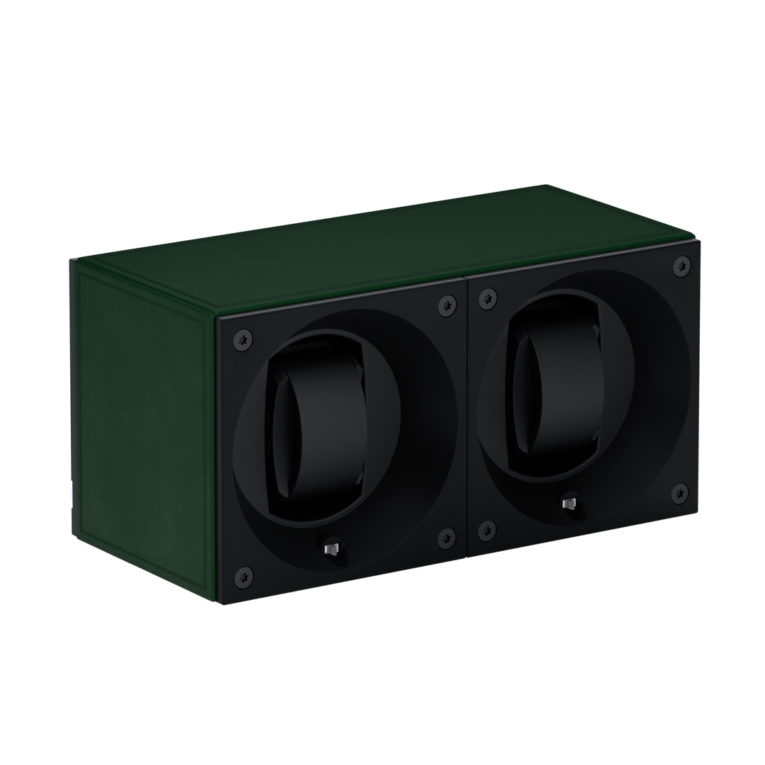 SwissKubik Masterbox Leder Grün - 2 Uhren