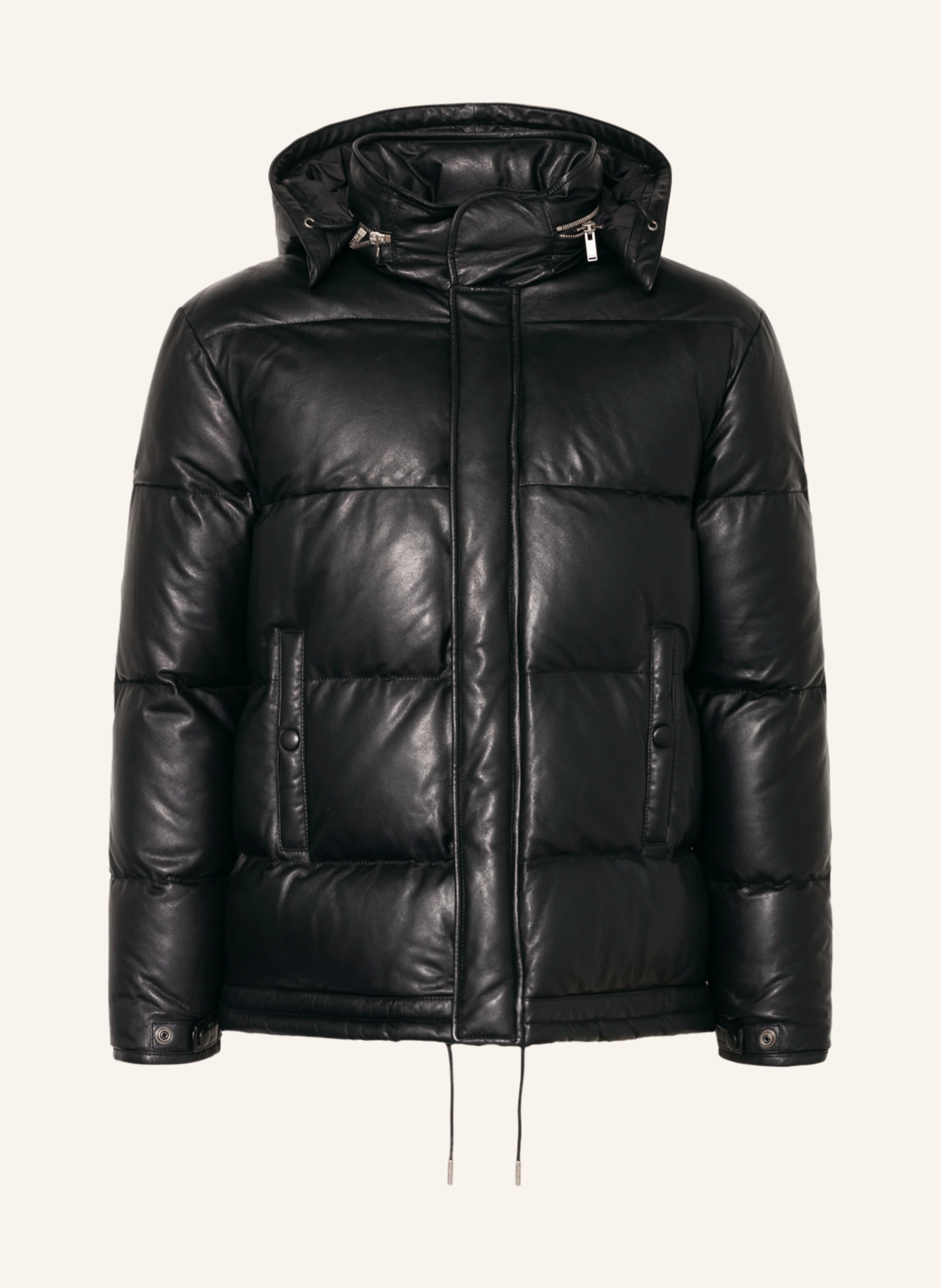 SAINT LAURENT Daunenjacke aus Leder mit abnehmbarer Kapuze