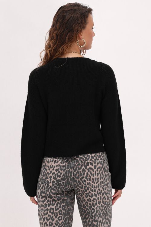 Zwart knitted vestje met kleine knoopjes