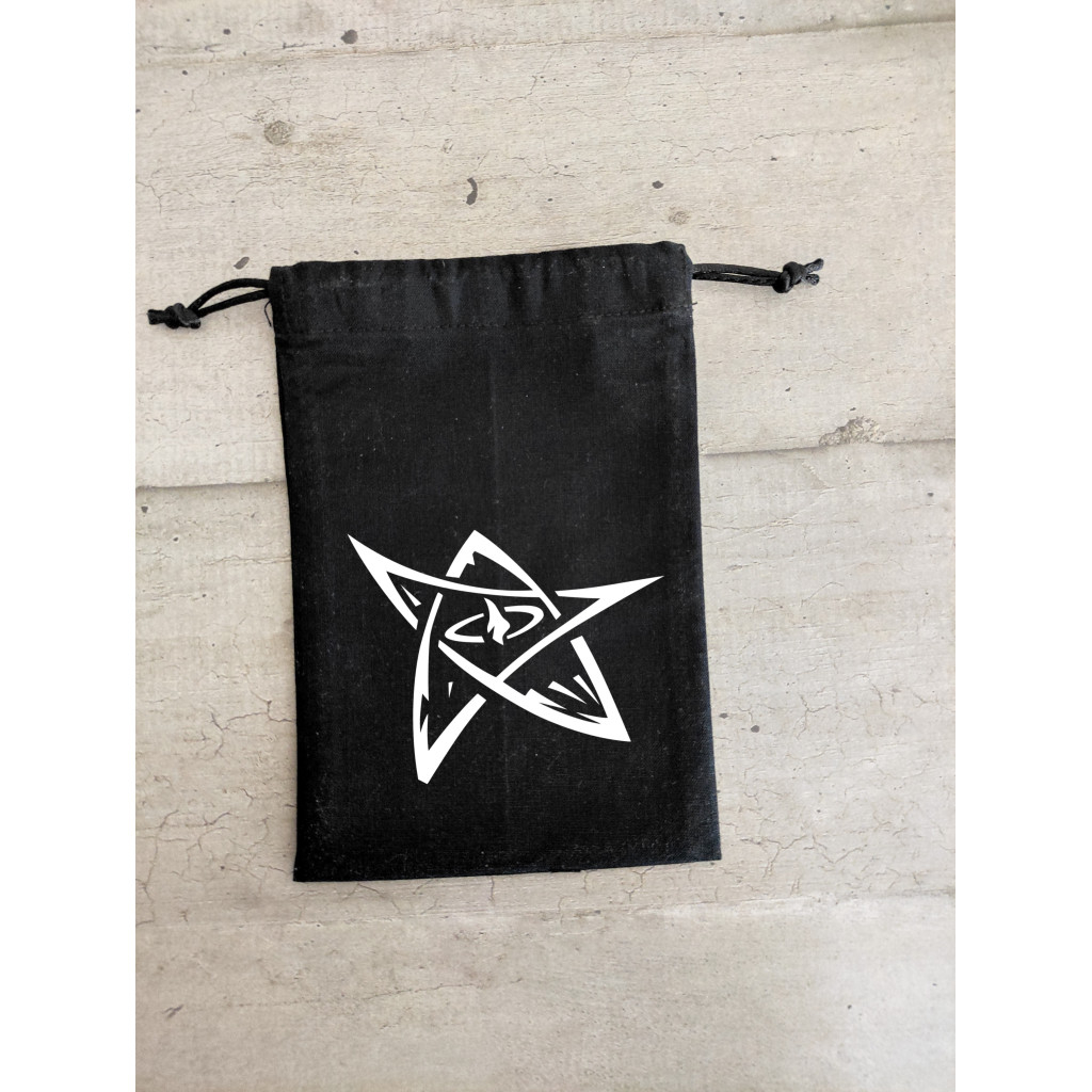Bourse à dés noire - motif Signe d'Elder (pentagramme)
