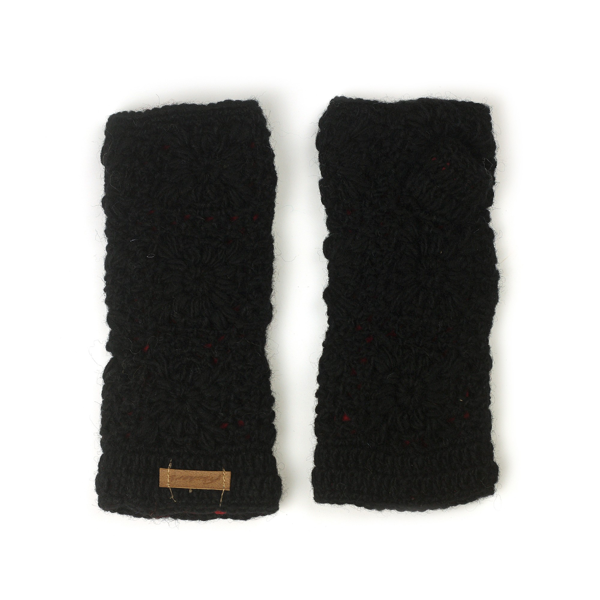 Pulswärmer, schwarz, mit Blumenmuster günstig bestellen