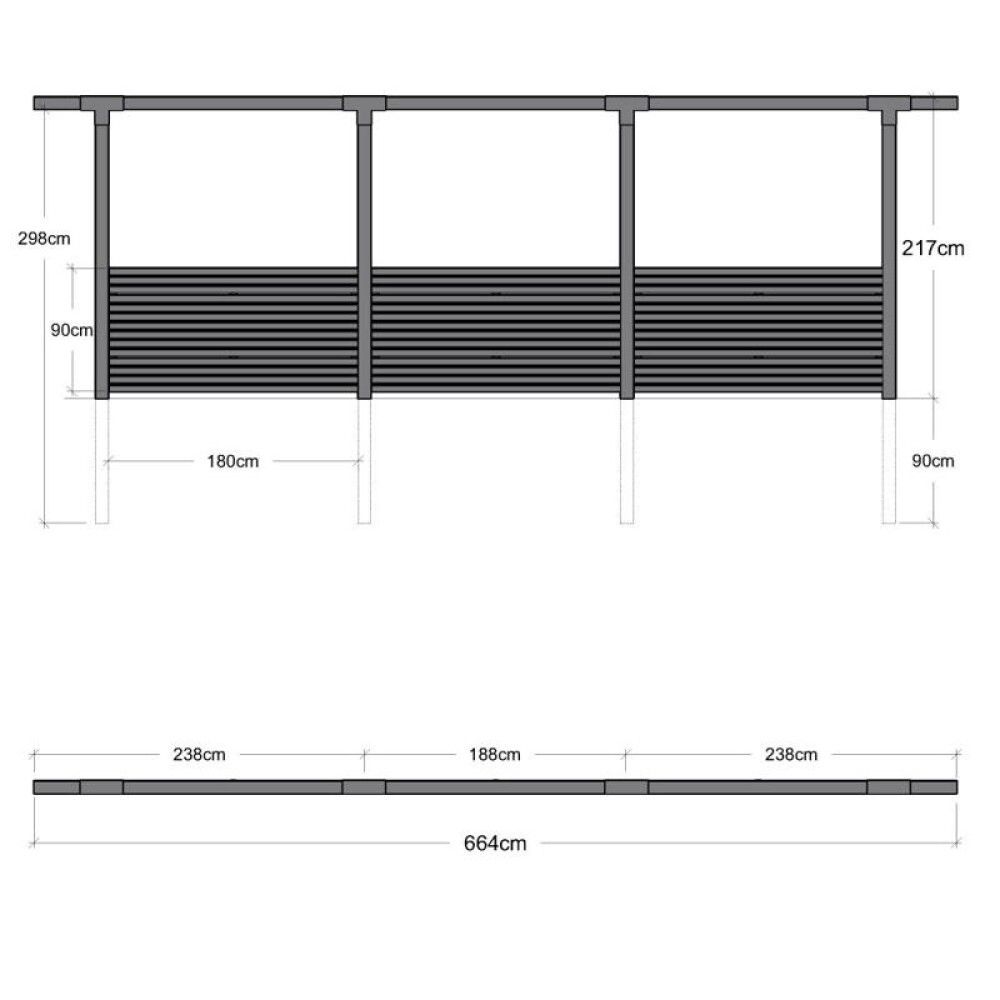 PERGOLA PLUS CUBIC ENKEL 3 MODULER INKL. TOKYO GJERDE SVART