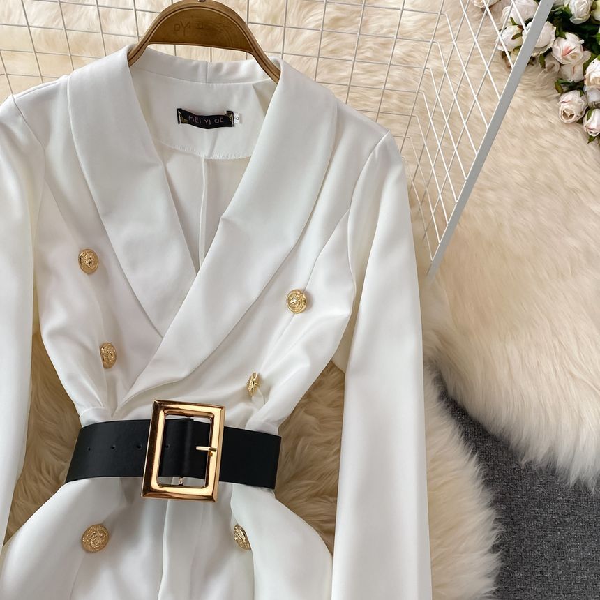 Yearnin - Jumpsuit met lange mouwen en dubbele rij knopen