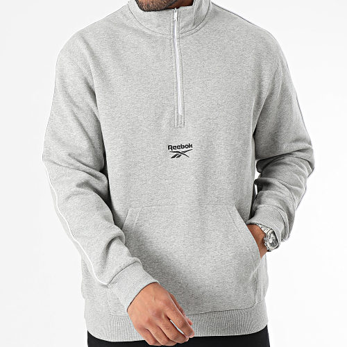 Sweat Col Zippé Quarter Gris Chiné