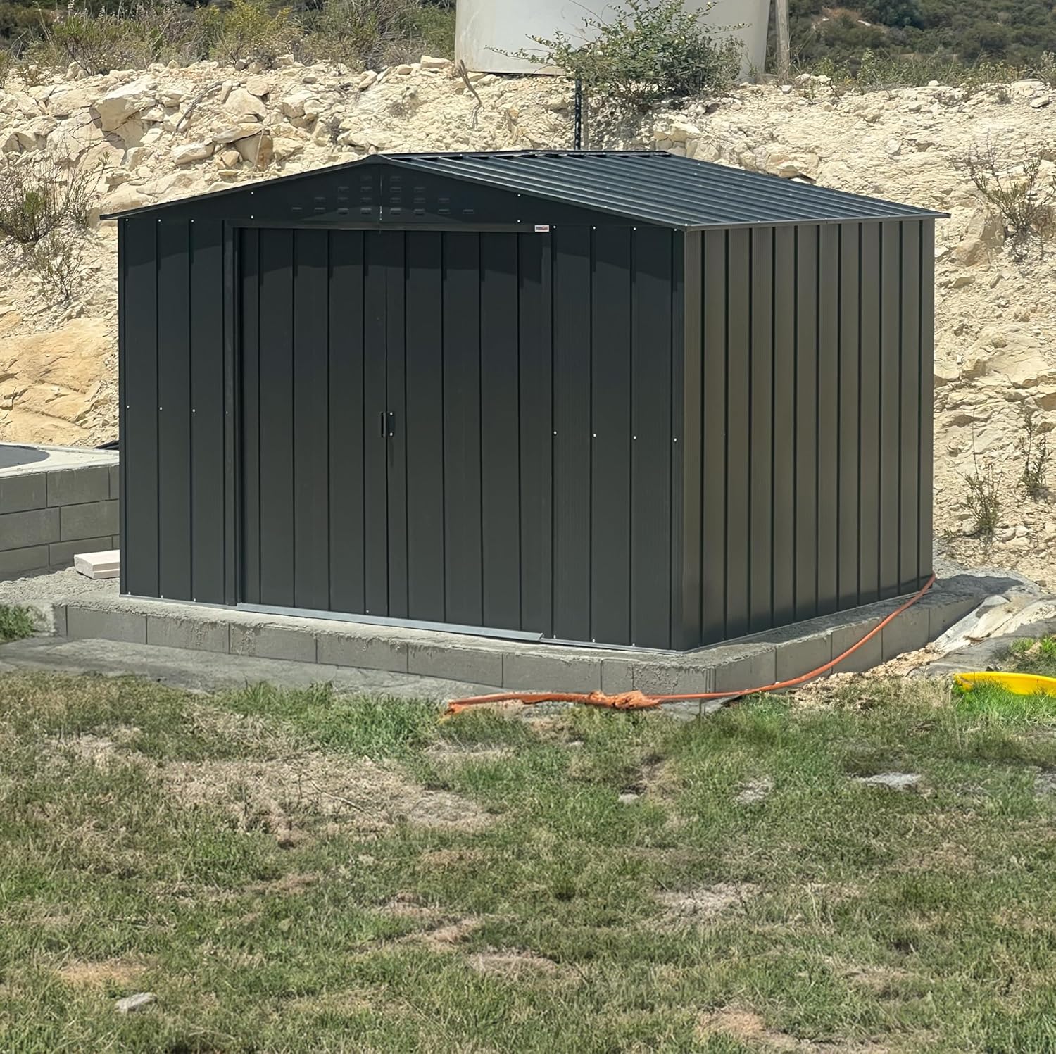 Duramax TOP Shed 10 x 8 (7.28 m²) Abri de jardin en métal, fabriqué en acier galvanisé, structure de toit renforcée, abri de jardin en métal sans entretien et résistant aux intempéries, Anthracite