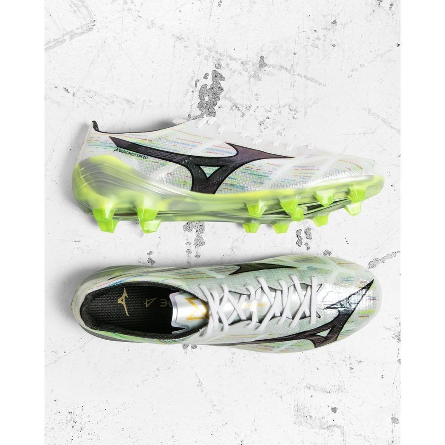 Mizuno Alpha II Made in Japan FG/AG - Blanc/Silver Iridescent/Noir