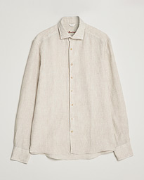 Stenströms Slimline Cut Away Linen Shirt Beige