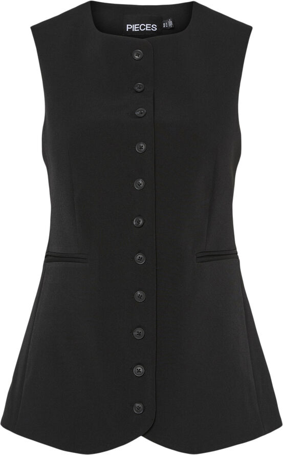 Pieces PCKAMIL SL O-NECK LONG VEST D2D Sort