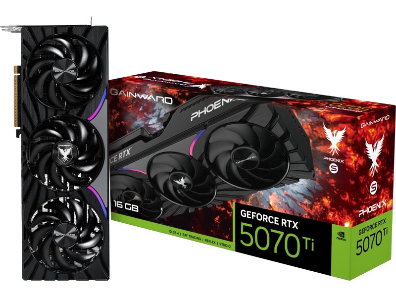 Gainward Grafikkarte GeForce RTX 5070 Ti Phoenix-S Gamer-Grafikkarte mit 16 GB GDDR7-Speicher, ermöglicht Auflösungen bis zu 8k
