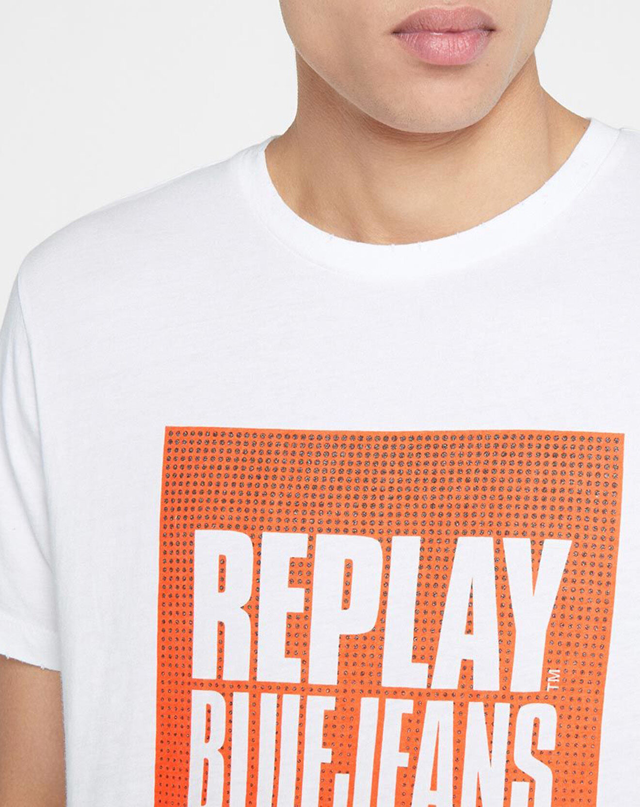 Replay T-Shirt box logo blanc
