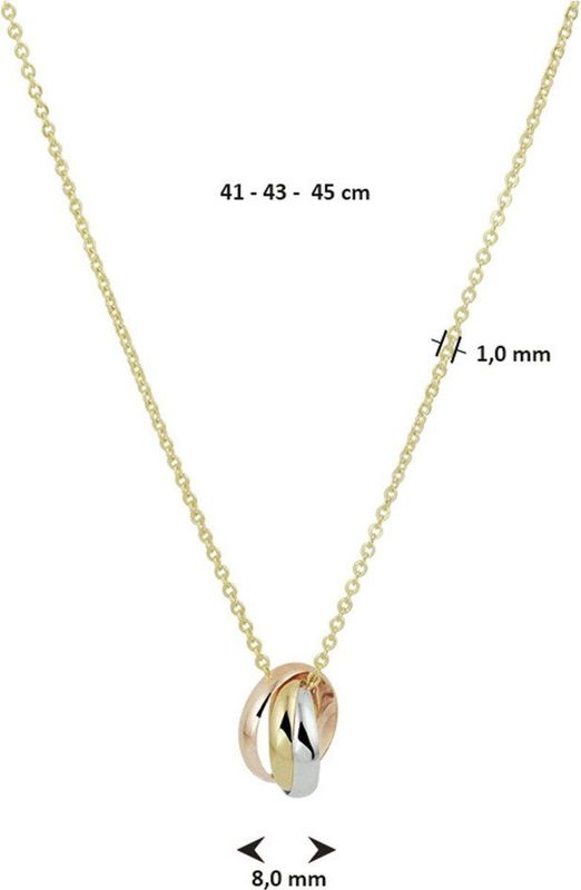 Collier - Tricolor - 14K Goud - 41-43-45 cm