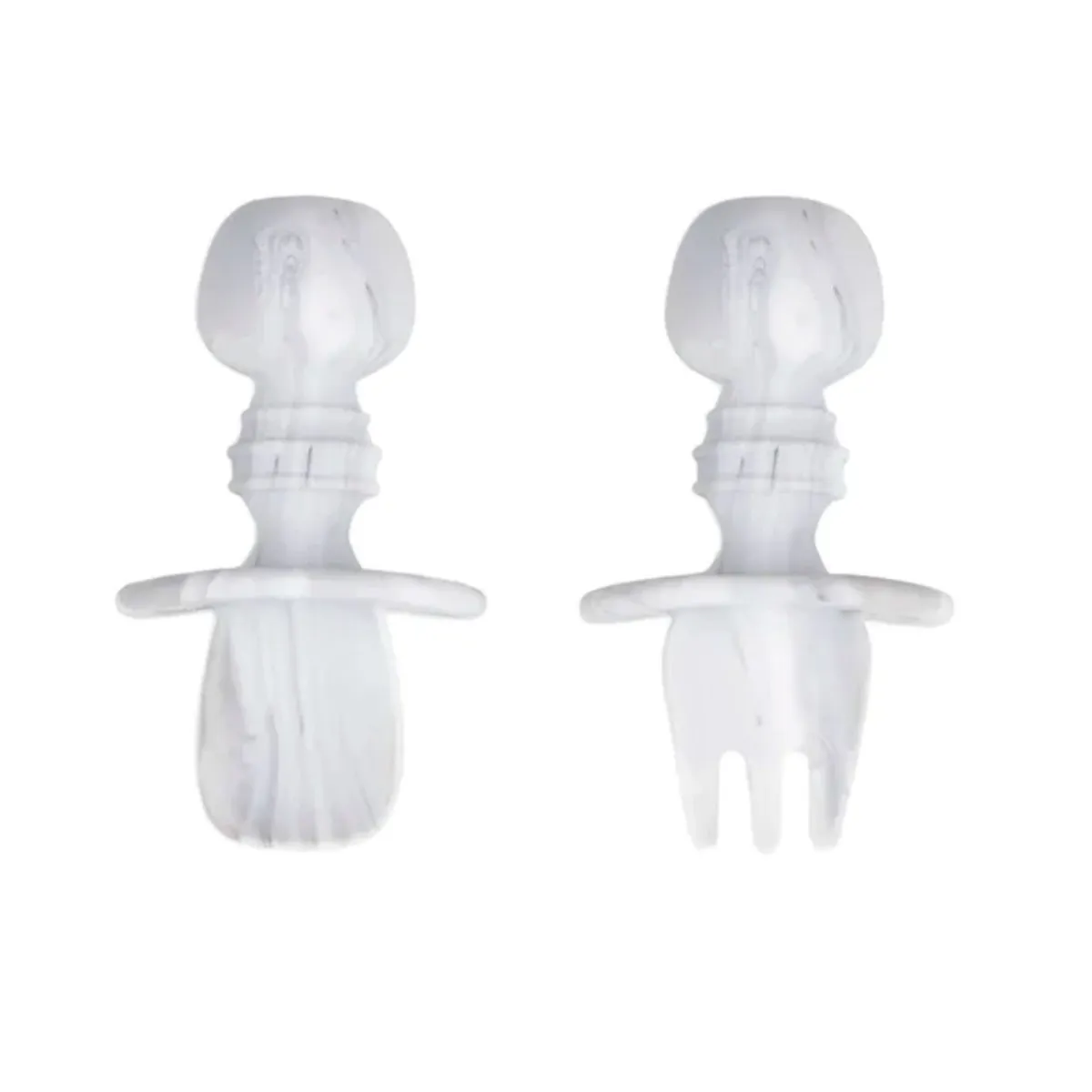 Bumkins Ensemble Ustensiles en Silicone Chewtensils - Marbre