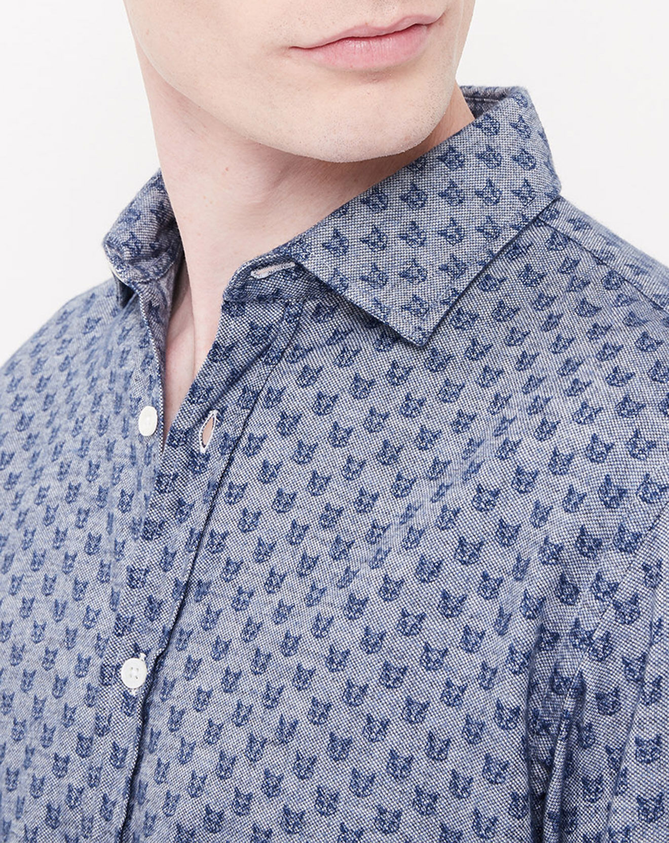 Hartford Chemise Slim Sammy imprimé fox bleue