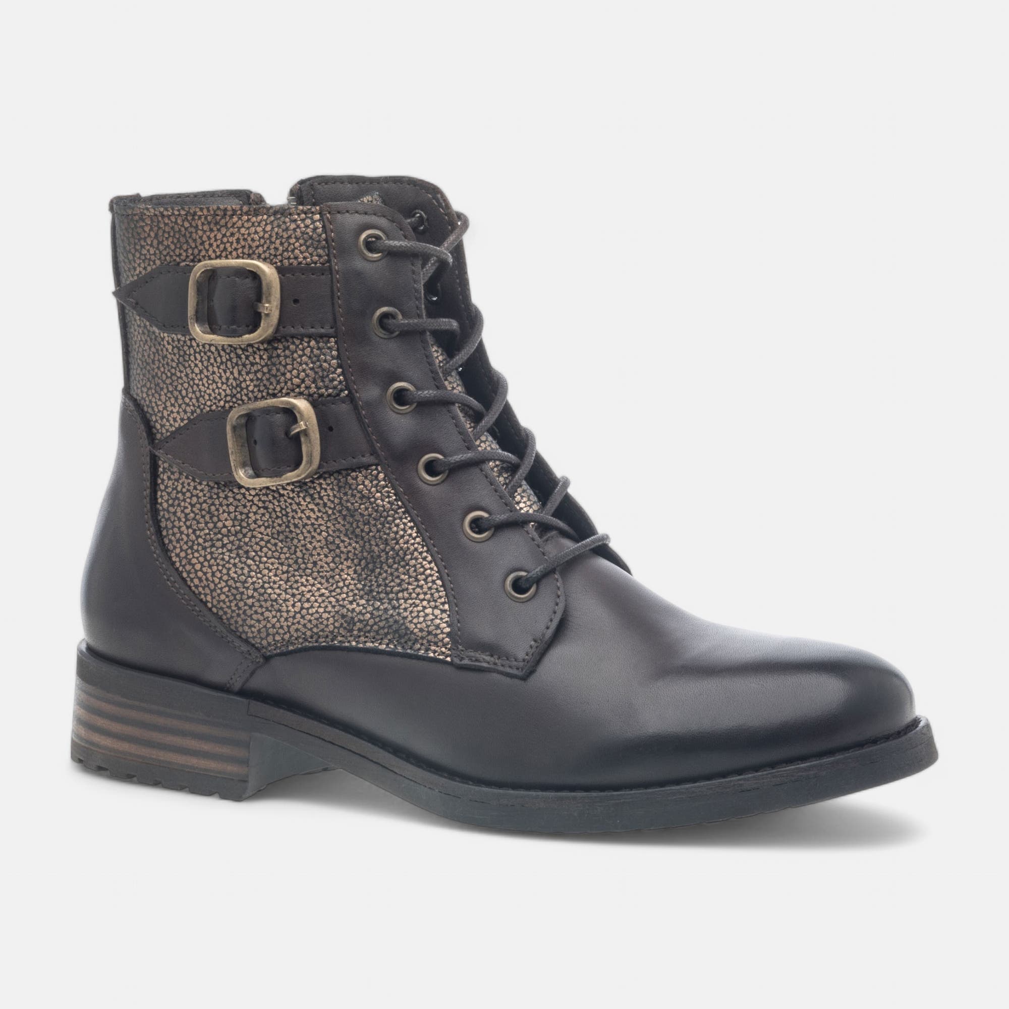 Bottines à lacets Femme en cuir marron
