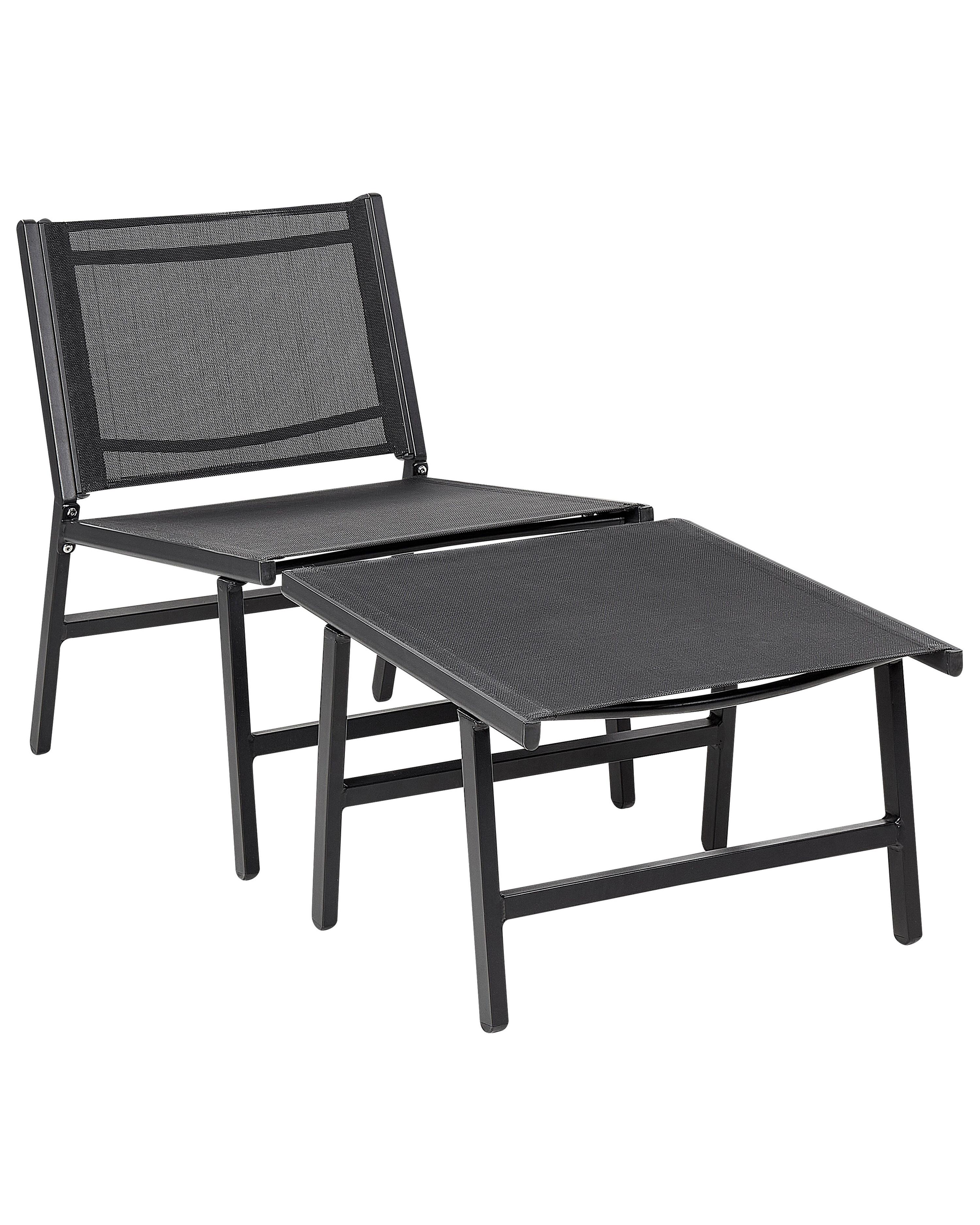 Set van 2 tuinstoelen MARCEDDI met voetenbank Metaal Zwart