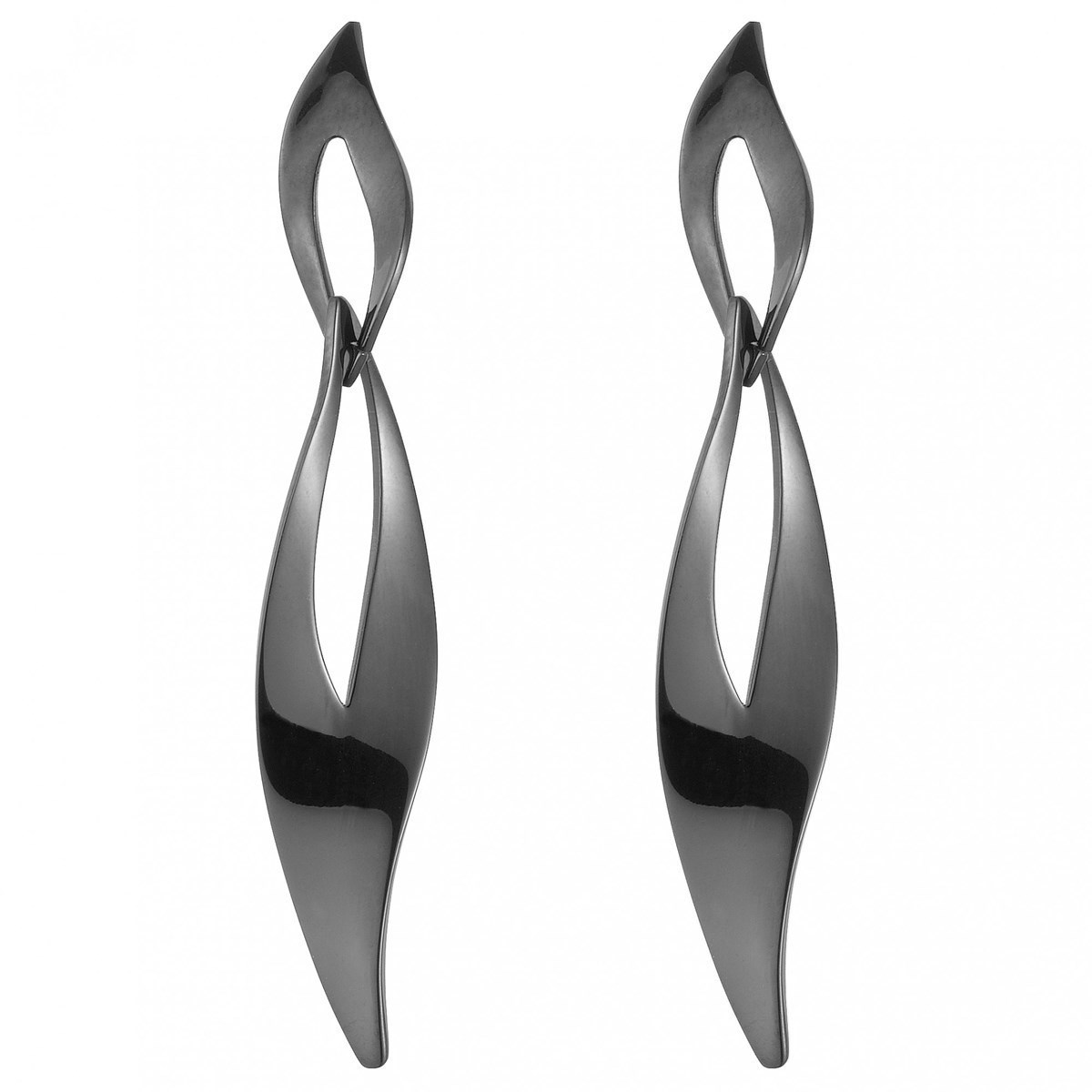 Boucles d'oreilles pendantes en Acier 316L - noir brillant